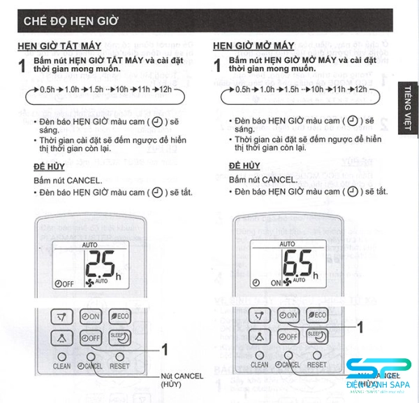 Cách sử dụng điều khiển để hẹn giờ điều hòa Sharp