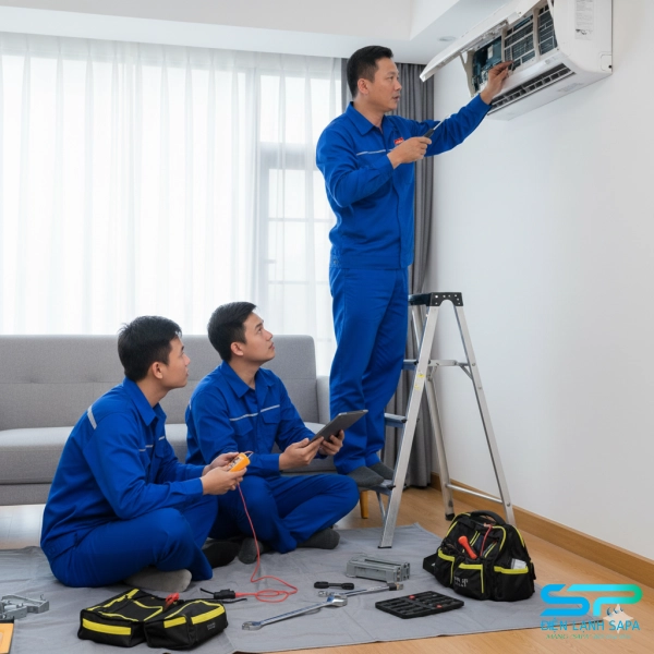 Đào tạo thực tế cho kỹ thuật viên Điện Lạnh SAPA tại công trình