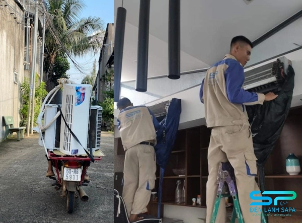 Điện lạnh SAPA dùng xe chuyên dụng, di dời máy lạnh an toàn, không va đập hay đổ nghiêng.