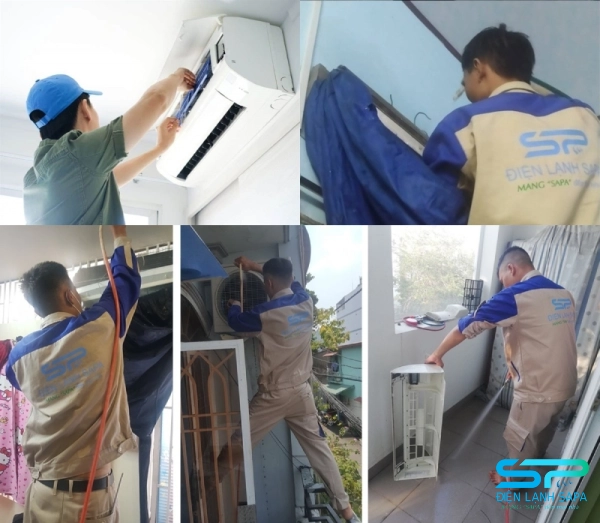 Thợ SAPA tháo lắp máy lạnh đúng kỹ thuật cho căn hộ Tân Quy Quận 7 bảo vệ linh kiện không trầy nội thất