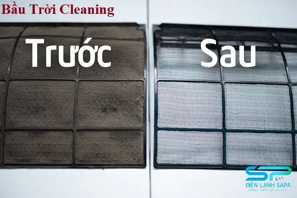 Hình ảnh lưới lọc trước và sau vệ sinh
