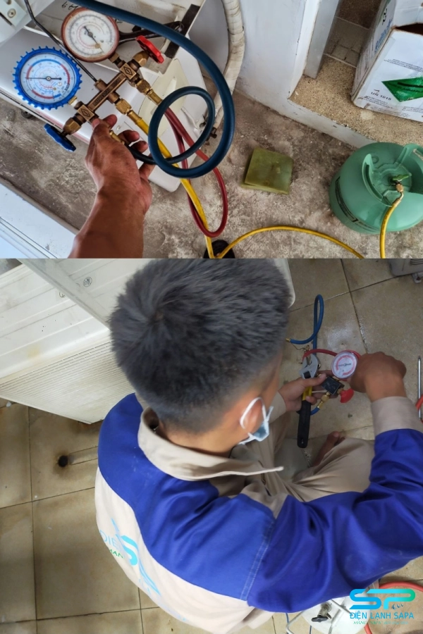 Hút chân không loại bỏ tạp chất rồi nạp gas chuẩn định mức, đảm bảo lạnh tối ưu