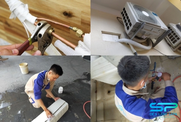 Kết nối ống đồng và dây điện chuẩn kỹ thuật cho máy lạnh chung cư văn phòng khu Phú Mỹ Hưng Quận 7