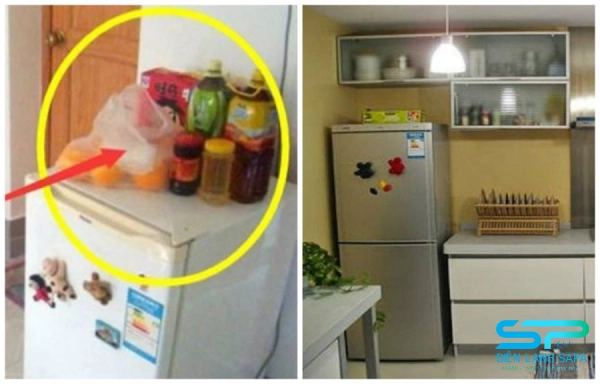 Không đặt đồ vật trên nóc tủ lạnh