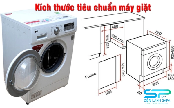 Kích thước máy giặt cửa ngang