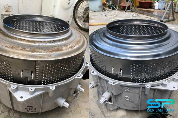 Làm sạch toàn bộ lồng giặt sau khi tháo rời khỏi máy giặt