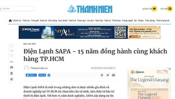 Báo Thanh Niên nói gì về Điện Lạnh SAPA – Đơn vị điện lạnh được nhiều gia đình TP.HCM tin chọn