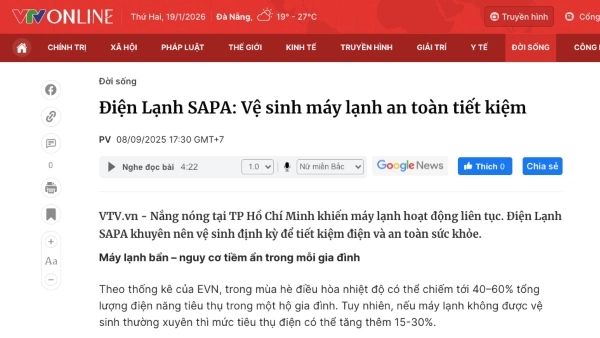 VTV nói gì về dịch vụ vệ sinh máy lạnh an toàn – tiết kiệm của Điện Lạnh SAPA?
