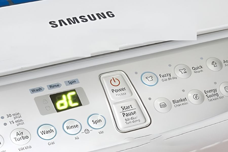 Dấu hiệu máy giặt Samsung báo lỗi DC